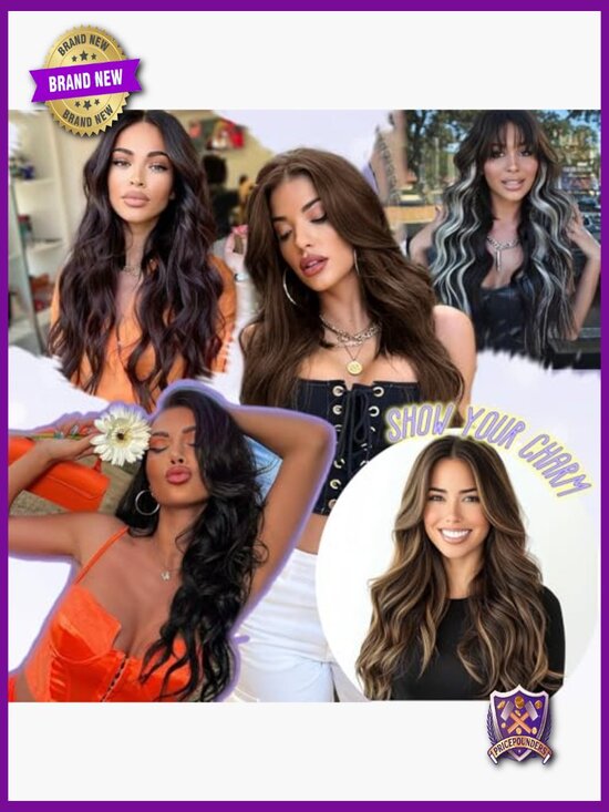 Synthetic Clip In Hair Extensions 20 Inch 5 Piece Long Wavy Hairpiece main image 5